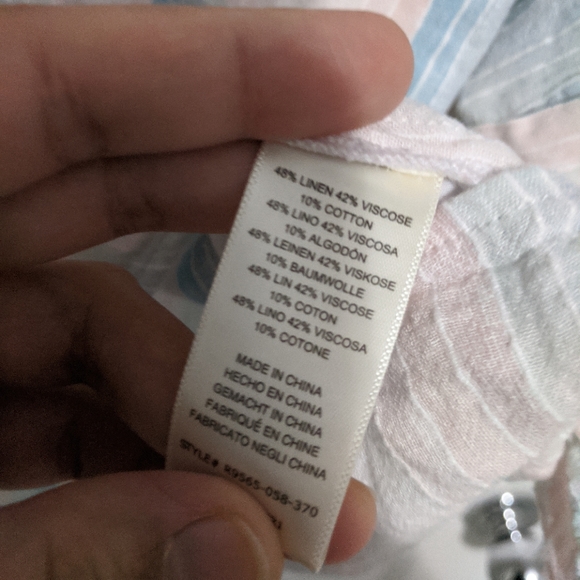 Anthropologie Cloth & Stone Liya Linen Tie Top L - Picture 3 of 5